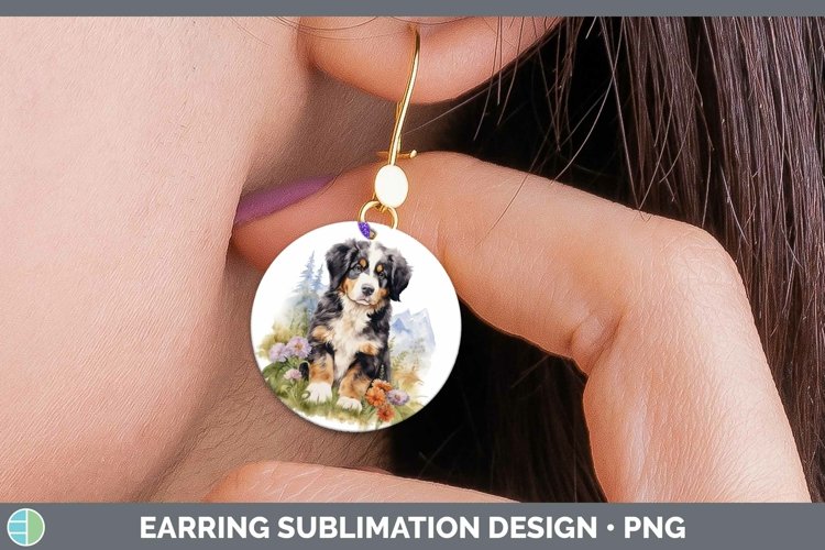 GorgeousWatercolor Dog Round Earrings design.
