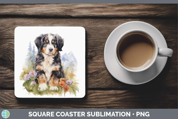 GorgeousWatercolor Dog Square Coaster design.