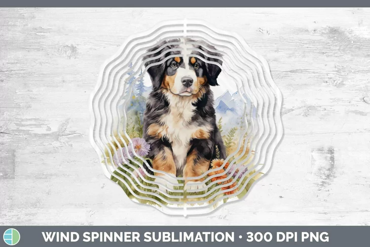 Watercolor Dog Bermese Mountain Dog Wind Spinner Sublimation
