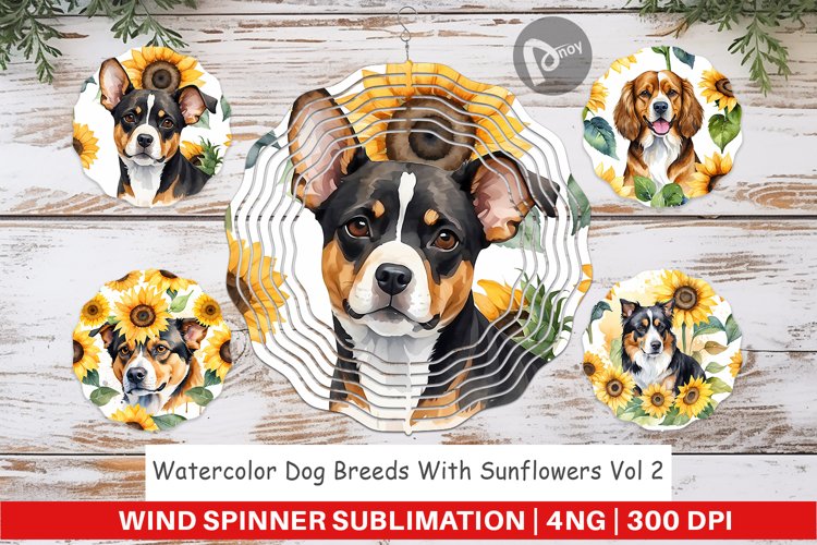 Wind Spinner Dog With Sunflowers