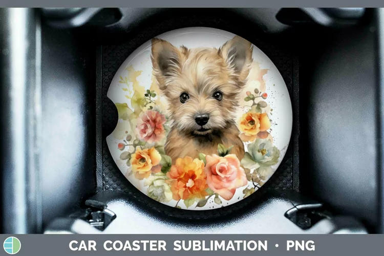 Watercolor Dog Cairn Terrier Car Coaster Sublimation Coaster