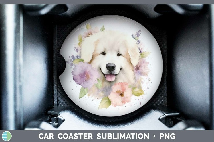 GorgeousWatercolor Dog Car Coaster design.