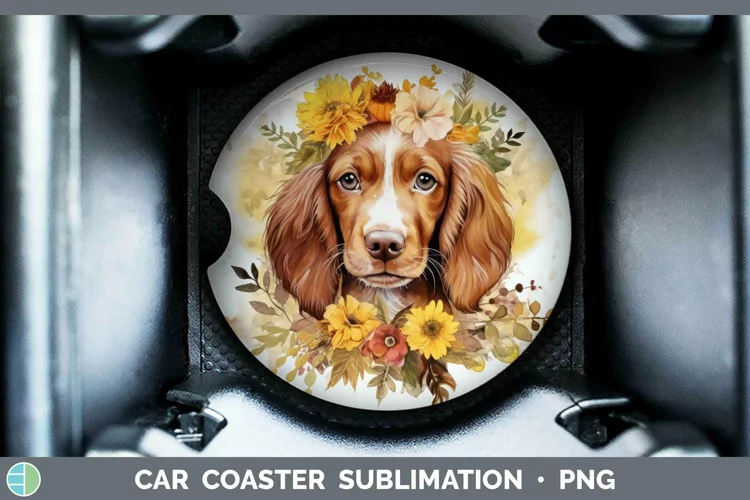 Watercolor Dog Irish Setter Car Coaster Sublimation Coaster