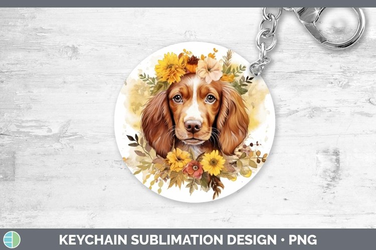 Watercolor Dog Irish Setter Keychain Sublimation Keyring Des