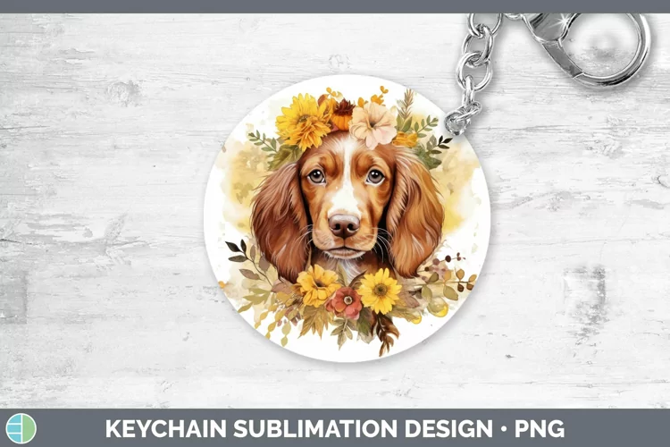 Watercolor Dog Irish Setter Keychain Sublimation Keyring Des