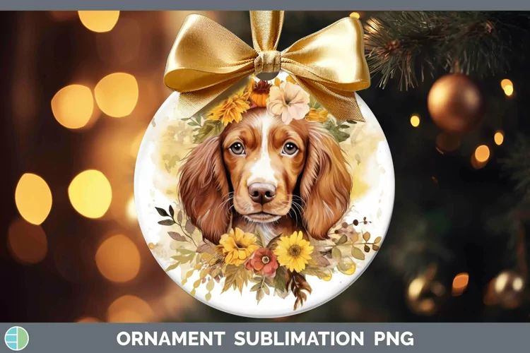 Watercolor Dog Irish Setter Ornament Sublimation Bauble Desi