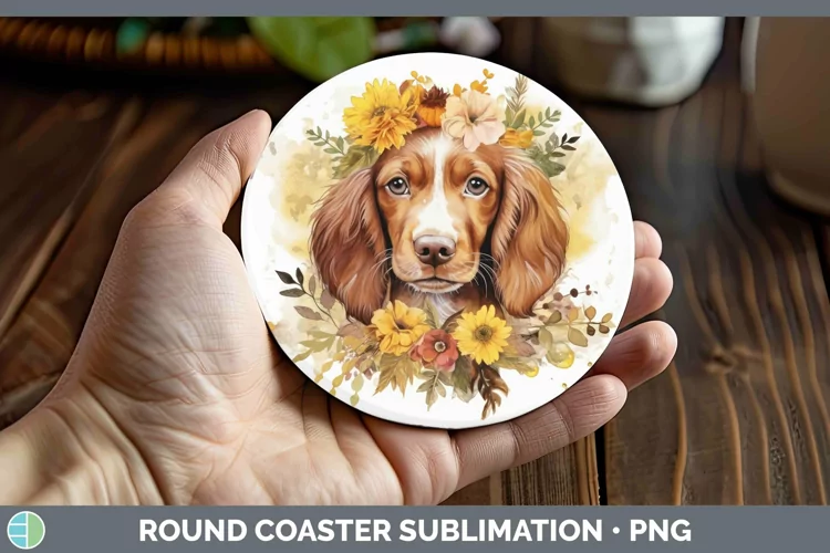 Watercolor Dog Irish Setter Round Coaster Sublimation Coaste