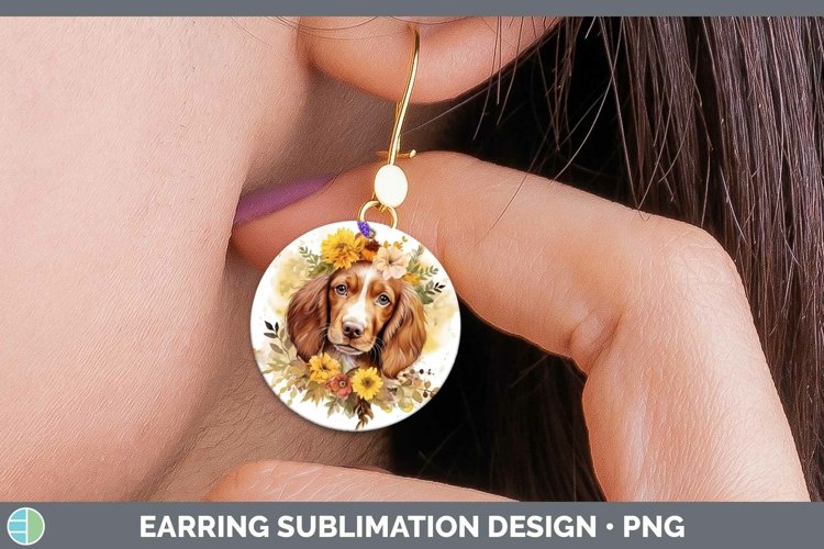 Watercolor Dog Irish Setter Round Earrings Sublimation Earri
