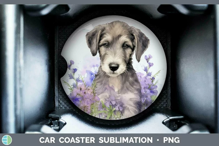 Watercolor Dog Irish Wolfhound Car Coaster Sublimation Coas