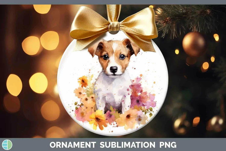 Watercolor Dog Jack Russell Terrier Ornament Sublimation Bau