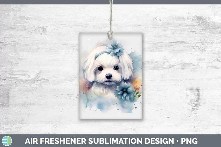 Watercolor Dog Maltese Air Freshener Sublimation Car Freshen
