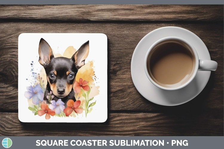 GorgeousWatercolor Dog Square Coaster design.