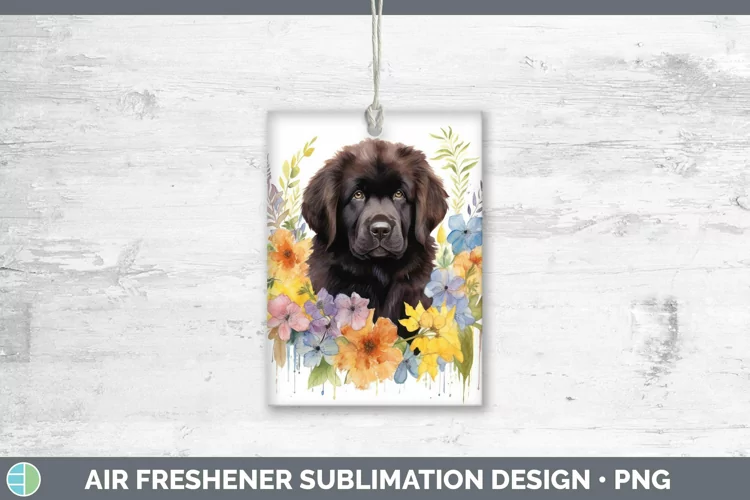 Watercolor Dog Newfoundland Air Freshener Sublimation Car Fr