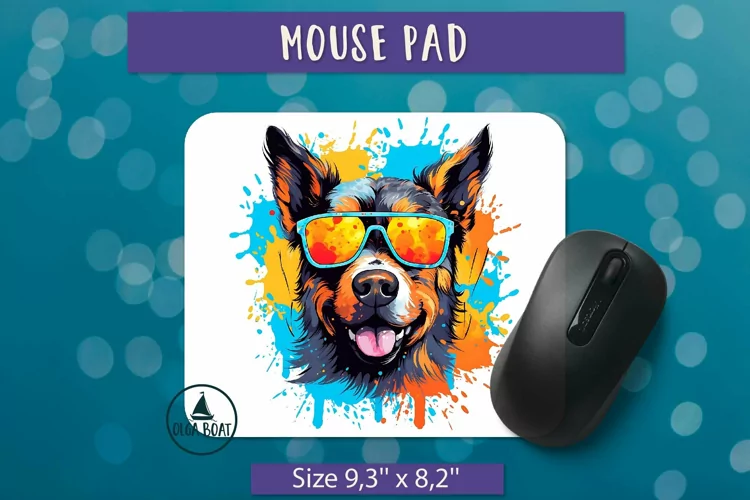 Watercolor dog png | Mouse pad sublimation design