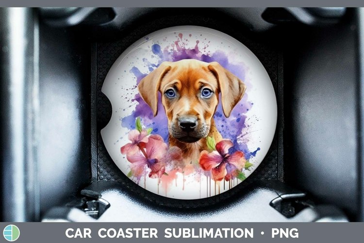 GorgeousWatercolor Dog Car Coaster design.
