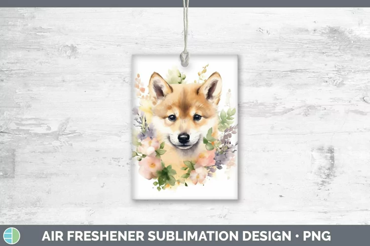 Watercolor Dog Shiba Inu Air Freshener Sublimation Car Fresh