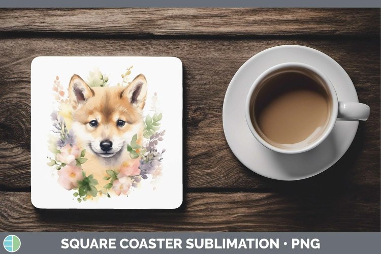 GorgeousWatercolor Dog Square Coaster design.