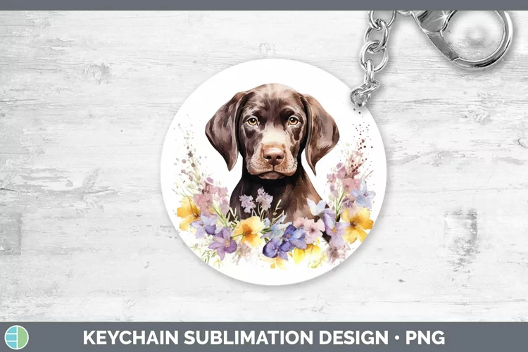 Watercolor Dog Shorthaired Pointer Keychain Sublimation Keyr