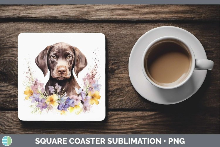GorgeousWatercolor Dog Square Coaster design.