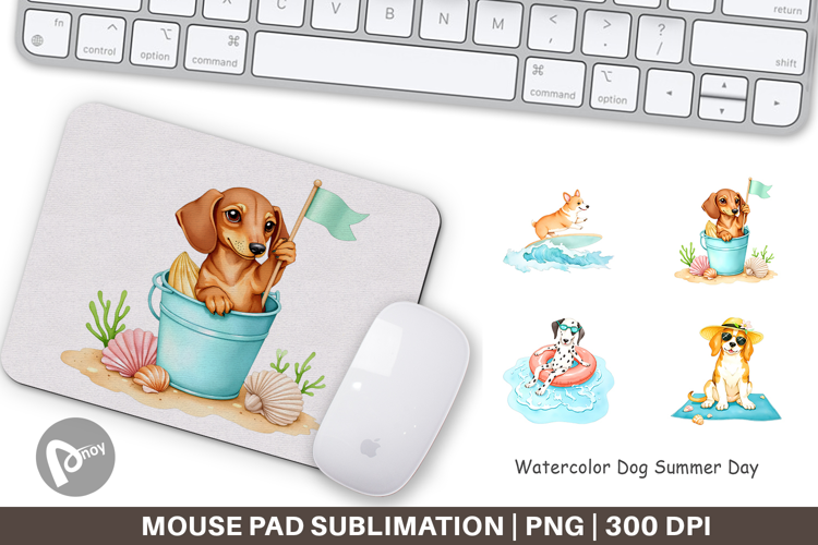 Mouse Pad Summer Dog Watercolor