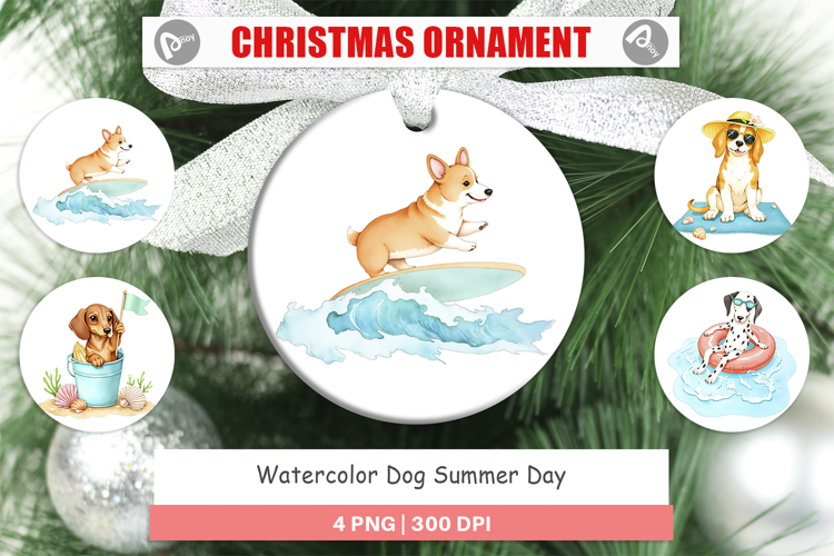 Ornament Summer Dog Watercolor