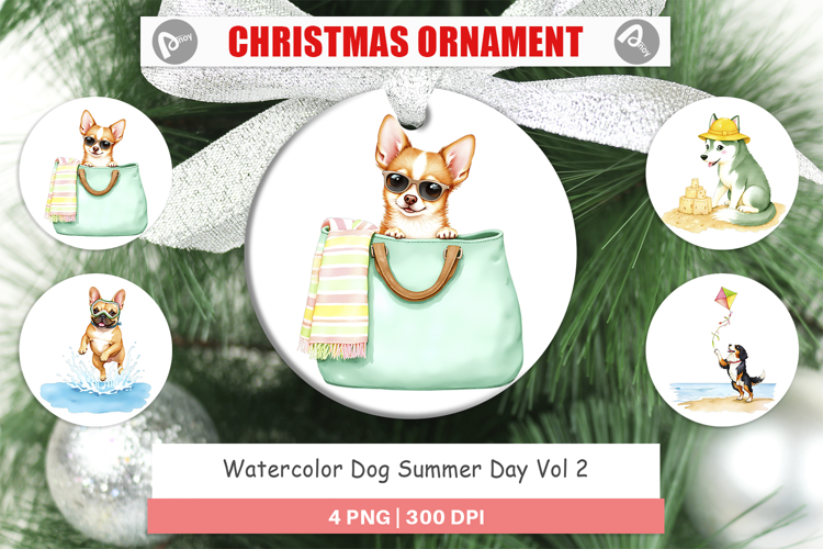 Ornament Summer Dog Watercolor