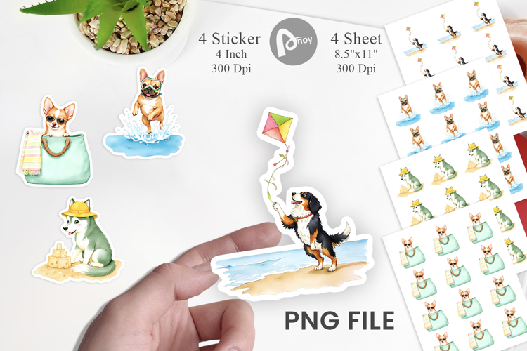 Summer Dog Watercolor Sticker