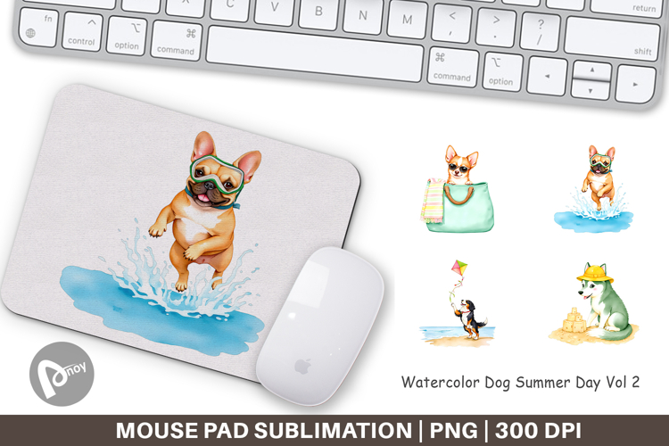 Mouse Pad Summer Dog Watercolor