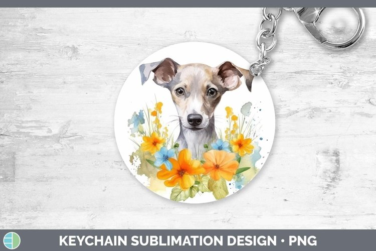 Watercolor Dog Whippet Keychain Sublimation Keyring Designs