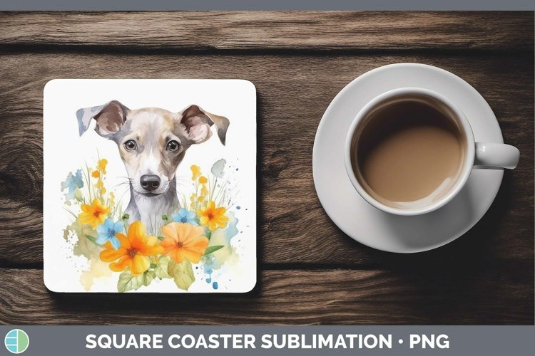 GorgeousWatercolor Dog Square Coaster design.