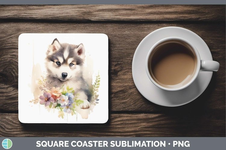 GorgeousWatercolor Dogs Square Coaster design.