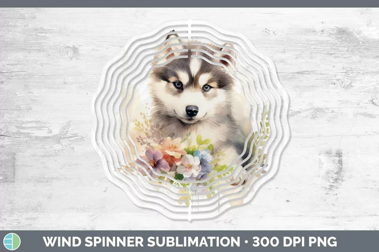 Watercolor Dogs Alaskan Malamute Wind Spinner Sublimation Sp