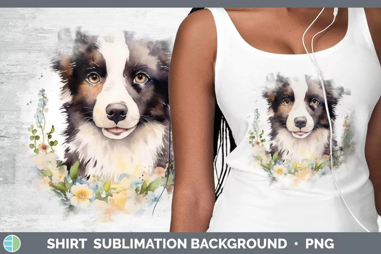 Watercolor Dogs Border Collie Shirt Sublimation Sublimation