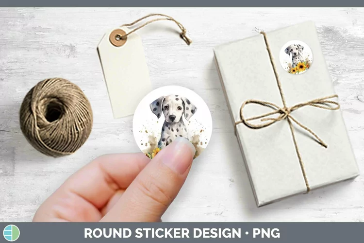 Watercolor Dogs Dalmatian Stickers | Round Labels Designs