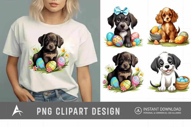 Watercolor Dogs Easter Clipart