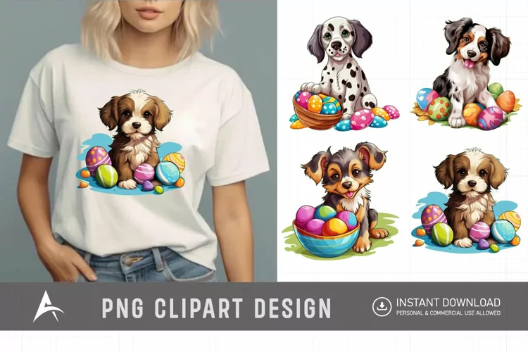 Watercolor Dogs Easter Clipart