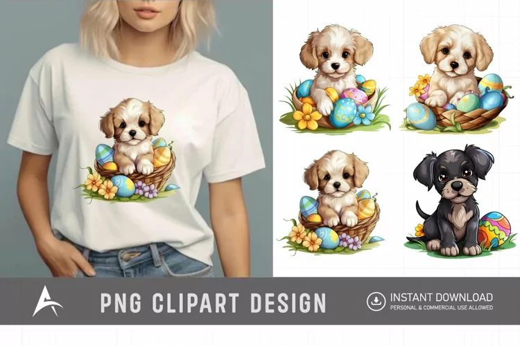 Watercolor Dogs Easter Clipart