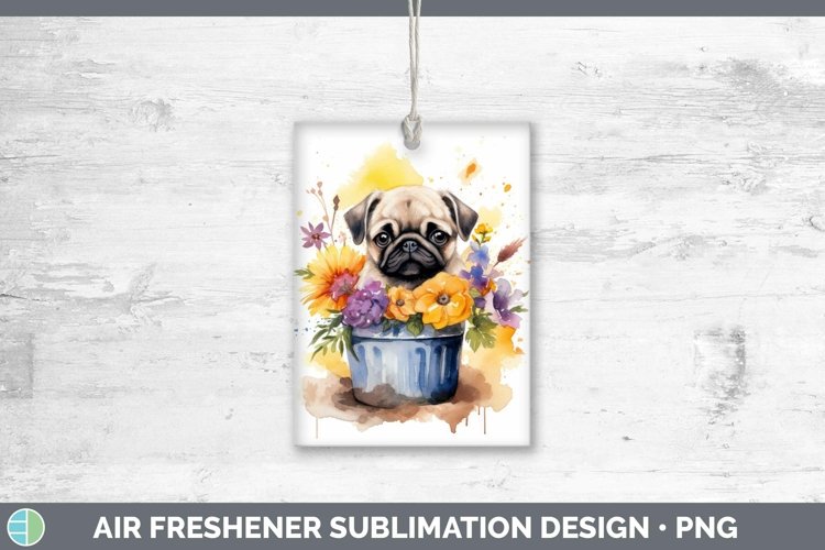 Watercolor Dogs Pug Air Freshener Sublimation Car Freshener