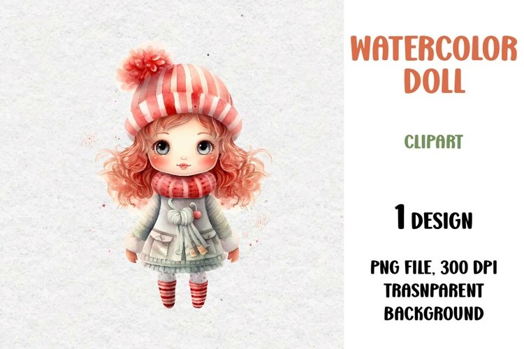 Watercolor Doll, Clipart, PNG