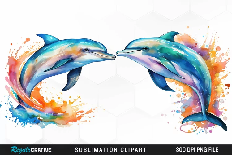 Watercolor Dolphin Illustration PNG Clipart