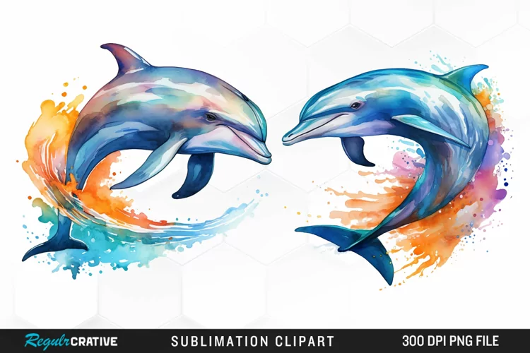 Watercolor Dolphin Illustration PNG Clipart