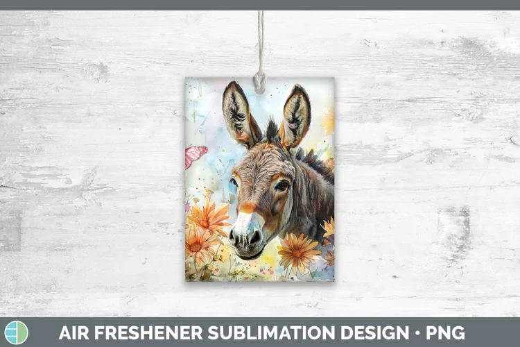 Watercolor Donkey Air Freshener Sublimation Car Freshener De