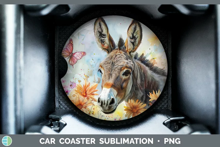 Watercolor Donkey Car Coaster Sublimation Coaster Designs