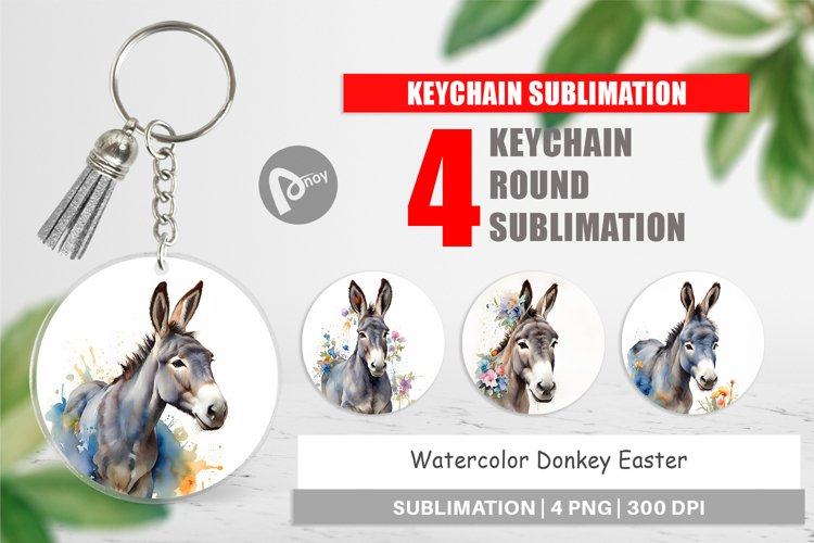 Keychain Watercolor Donkey Easter