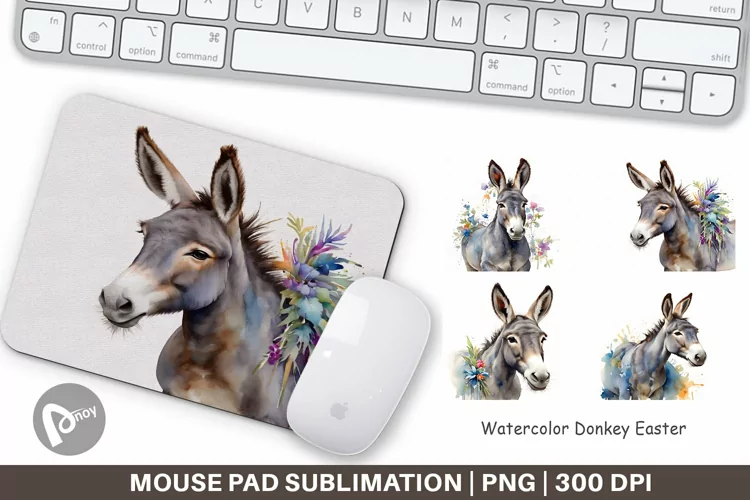 Mouse Pad Watercolor Donkey Easter
