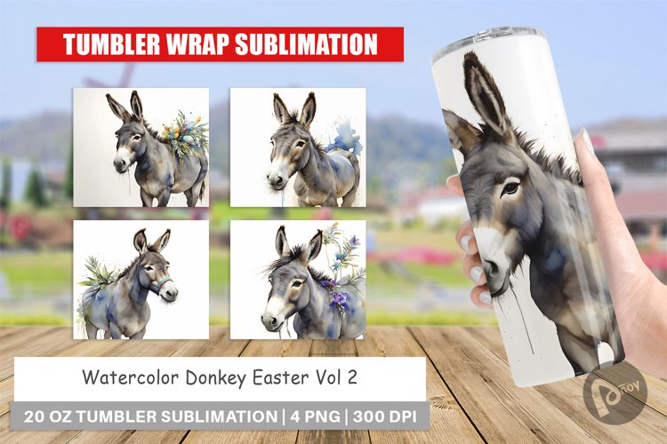 Tumbler Wrap Watercolor Donkey Easter
