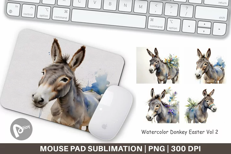 Mouse Pad Watercolor Donkey Easter