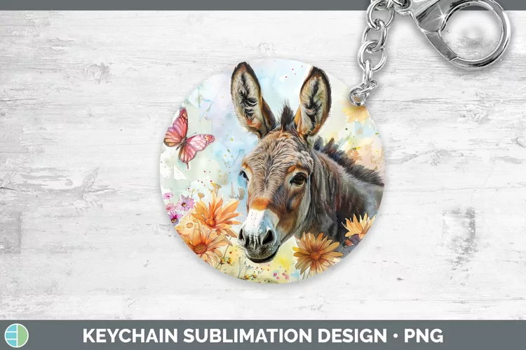 Watercolor Donkey Keychain Sublimation Keyring Designs