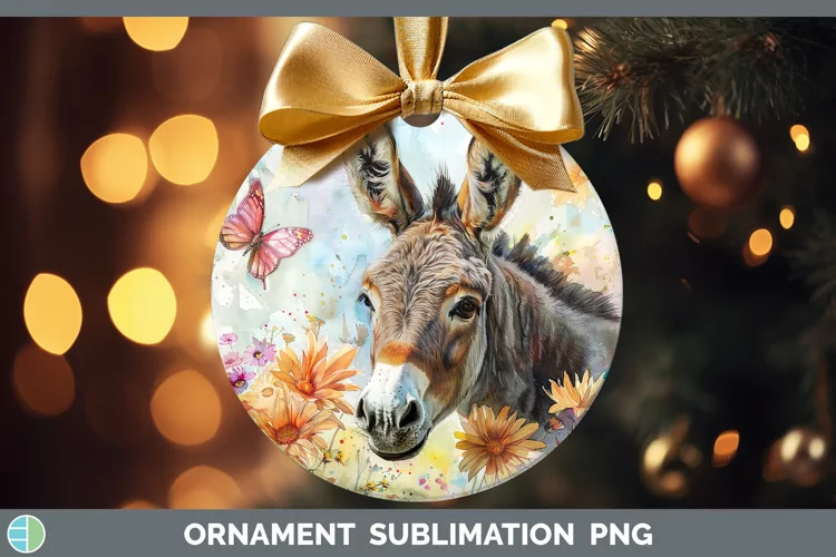 Watercolor Donkey Ornament Sublimation Bauble Designs