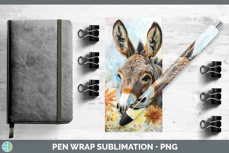 Watercolor Donkey Pen Wrap Sublimation Epoxy Pen Designs